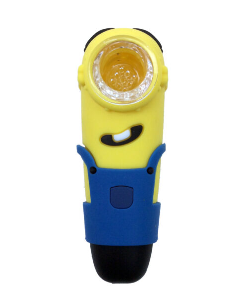 4 Inch silicone minion with glass bowl hand pipe