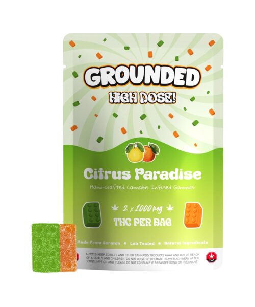 Grounded High Dose Bricks – Citrus Paradise 2000mg Gummies