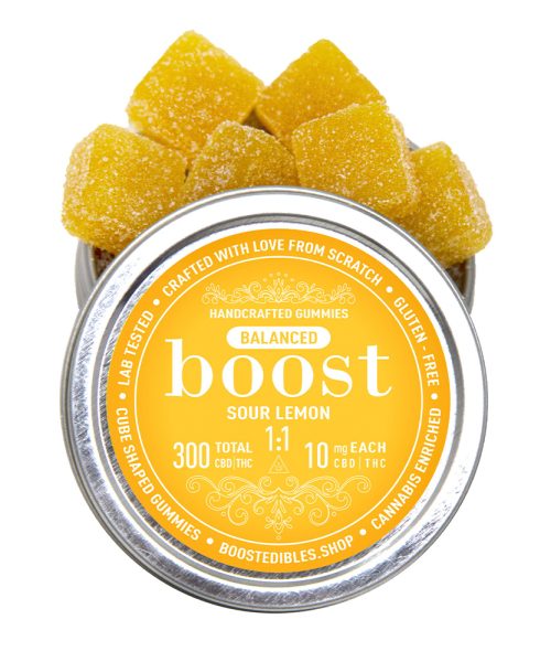 Boost Edibles – THC Gummies 300mg 1 1 cbd thc sour lemon