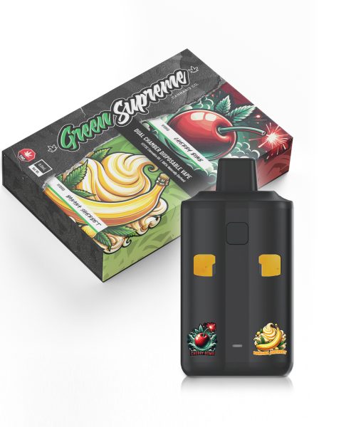 Green Supreme – Dual Chamber Disposable THC Vape Pen (6g) - Cherry Bomb (Hybrid) / Banana Sherbert (Hybrid)
