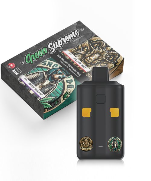 Green Supreme – Dual Chamber Disposable THC Vape Pen (6g) - Golden Goat (Sativa) / Snoop Dogg OG (Indica)