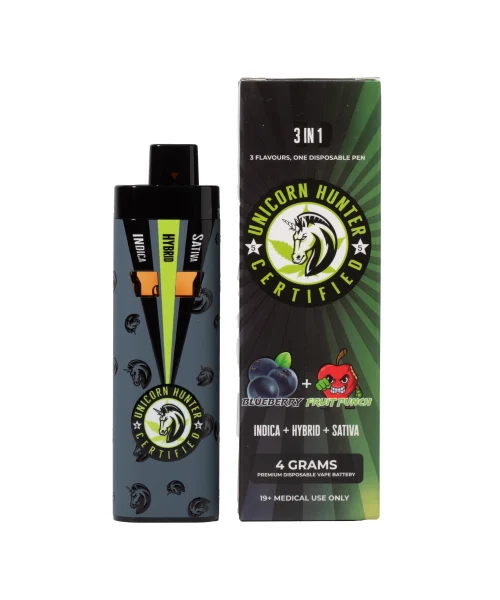 Unicorn Hunter - Triple Chamber Disposable Vape Pen (4g) - Blueberry & Fruit Punch